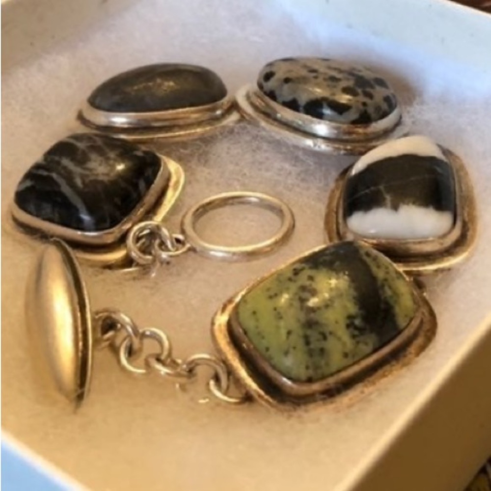Vintage Silpada Sterling Silver Natural Jasper Stone Bracelet B0617 - Picture 13 of 15